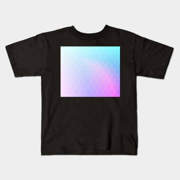 Cute soft pastel pink purple and blue hexagon pattern Kids T-Shirt by Yarafantasyart